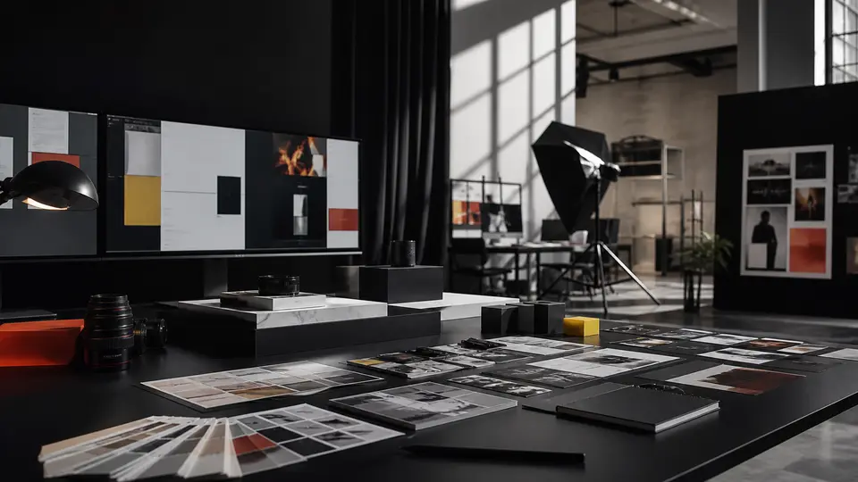 Strategic creative workspace representing founding leadership